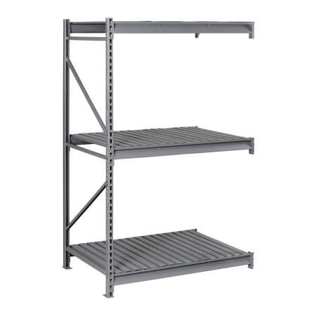 Tennsco Tennsco Bulk Storage Rack - 96"W x 48"D x 120"H - Add-On - 3 Shelf Levels - Steel Deck - Medium Gray BU-9648120CA-MGY